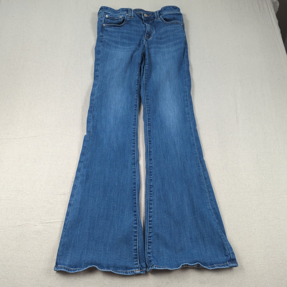 American Eagle Jeans Womens 6 Blue Long Low Rise Flare Stretch Boho Hippie